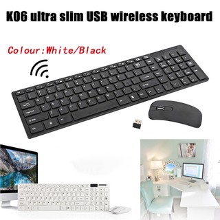 K06 ultra slim USB wireless keyboard and mouse set for laptop smart tv