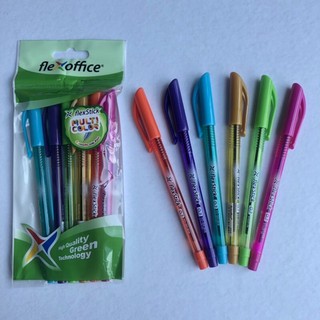 6pcs Flex Stick Smooth INK 0.7 Assorted Multi Color Ballpen (1 set= 6pcs) School office supplies pen