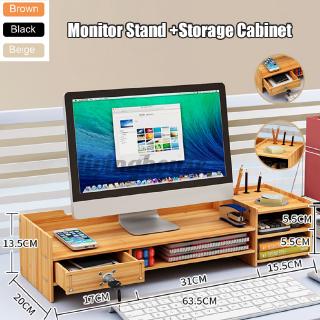 Wooden Monitor LED LCD Computer Stand Riser Desktop Holder File Storage Drawer Office Home
