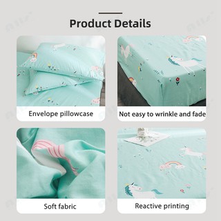 100% cotton fitted sheet unicorn design single queen king cartoon bedsheet (4)