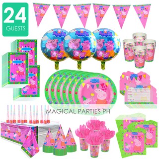 [238 Pcs ALL-IN PACKAGE] PEPPA PIG Party Supplies Tableware and Birthday Needs for 24 Guests
