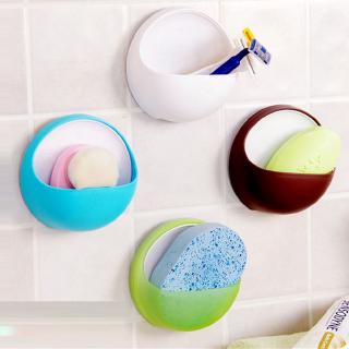 Plastic Suction Cup Soap Bathroom Shower Toothbrush Box Dish Holder Accessories