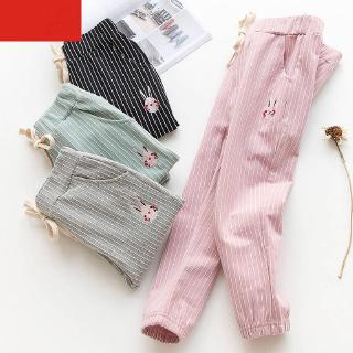 Autumn Baby Girls Soft Stripe Print Loose Pants Casual Trousers Toddler Bottoms Elastic Waist