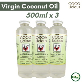 Cocolicious, All Natural Virgin Coconut Oil 500ml x 3