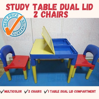 travel bag۩Kids Study Table with 2 Chairs and Compartment High Quality Hi Luck