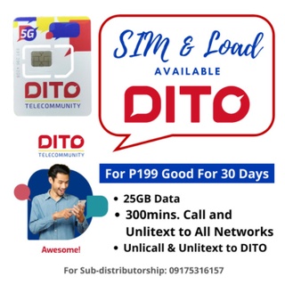DITO SIM Card DITO TELECOMMUNITY 5G With Free Sim Ejector Pin