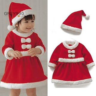 Christmas Supplies Baby Girls Bowknot Dress Santa Claus