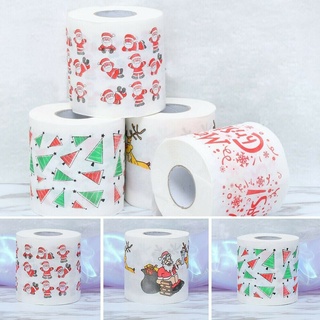Soft Toilet Paper Merry Christmas Santa Claus Tree Colorful Printed Bath Toilet Paper Home Supplies Decor Tissue 1 Roll