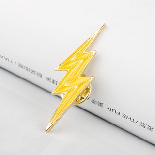 The Flash Lightning Metallic Lightning Badge Pin Yellow Painted Oil Lightning Brooch