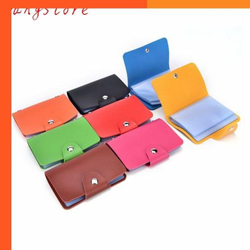 Women PU Leather Pocket Business ID Credit Holder Case Wallet For 24 Card