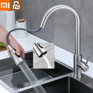 Xiaomi Youpin Kitchen Faucet 304 Stainless Steel Pull-out Double Outlet Hot and Cold Sink Faucet