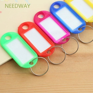 NEEDWAY 10Pcs Durable Hot Baggage Tags New Arrival Key ID Label Luggage Tag Key Ring Random Color Practice Useful Plastic with Split Ring Key Chain Blanks