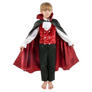Halloween Scary Vampire Costume Kids Ghost Vampire Prince Outfit With Cape Boys For Carnival Party