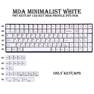 PBT Keycap 122 Key MDA Profile DYE-SUB Personalized Minimalist White Keycaps For Mechanical Keyboard GMMK Pro /GK61
