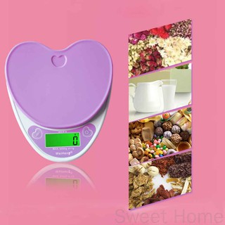 WH-B18L 5kg/1g Lovely Heart Shaped Digital Kitchen Scales LCD Food Electronic Scales Cooking Diet Weighing Bench bigbighouse store