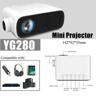 NEW YG280 LED Mini Projector 480X272 Pixels Support Full 1080P HD HDMI-Compatible USB AV Audio Porta