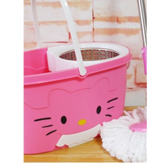 Cute kitty Hello Kitty mop mop head mop free stepping on double household mop bucket automatically m