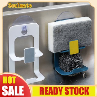 <Soulmate Kictchen>Double-layer Kitchen Drain Rack Suction Cup Storage Holder Bathroom Accessories