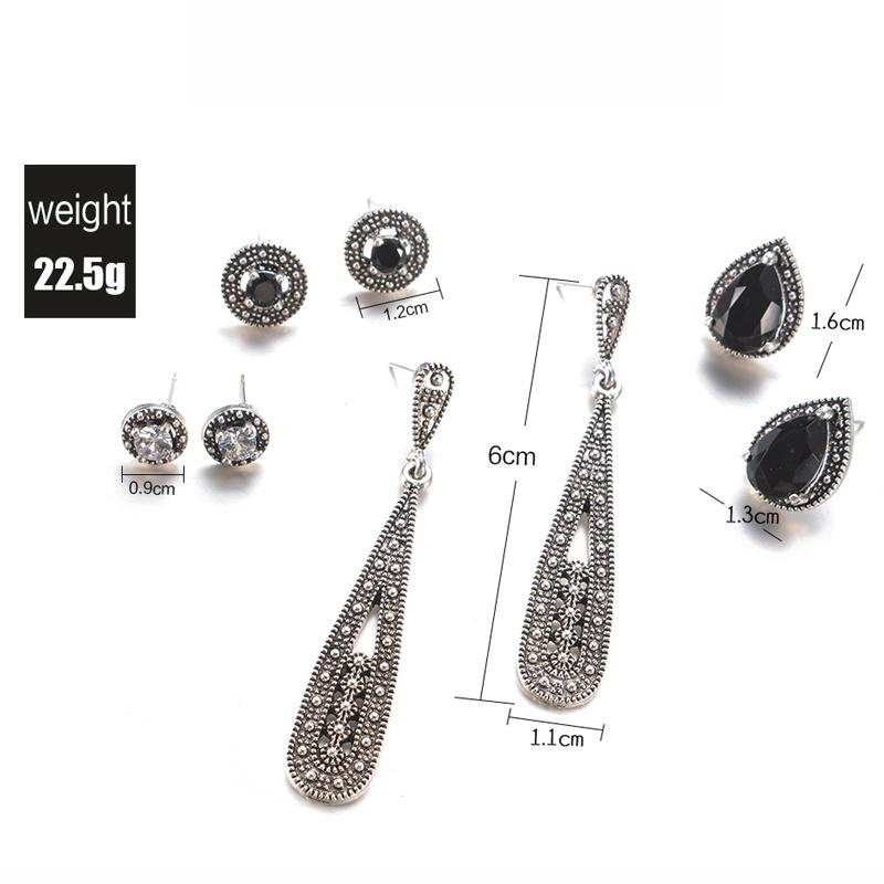 Vintage Gemstone Crystal WaterDrop Opals Stud Earring Silver Jewelry (3)