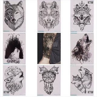 <KTW> Wolf Temporary Tattoo Stickers Waterproof Fake Hand Tattoos Adult Men Body Art