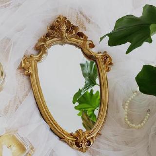 Nordic Retro Old Gold relief mirror hanging light luxury style home bathroom shop fitting mirror de