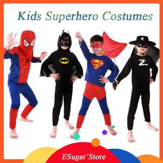 Spiderman Superman Batman Zorro Costume Kids Boys Superhero Super Hero Clothing Halloween Cosplay