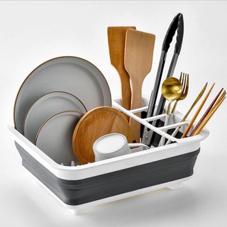 [JUDA]Folding Dish Rack Plates Dish drain Kitchen Storage shelf Bowl Holder#cod