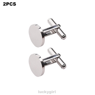 2pcs/pack Round Business Party Stainless Steel Formal Cuff Link