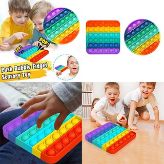 【COD】Rainbow Colorful Foxmind Push Pop Bubble Sensory Fidget Pop It Toy Mainan Kanak Kanak Autism Stress Relief Anti Anxiety Silent Classroom