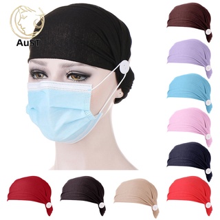 austfs_Candy Color Soft Elastic Headband Outdoor Running Sports Yoga Button Hair Band