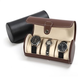 Portable dustproof cylinder watch storage box watch box watch jewelry box simple leather