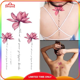 Womens Waterproof Temporary Pink Lotus Flower Body Art Tattoo Stickers