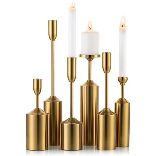 Metal Taper Candle Holder Candlestick Holders Set of 6 Iron Brass Candlestick Holder Set by Fab Home