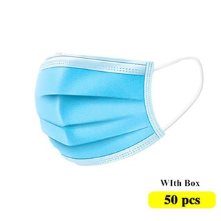 WILD FASHION Disposable Face Mask With Box Surgical 3ply Excellent Quality Breathable Mask 50Pcs #M