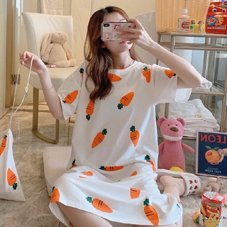 High quality Summer fresh and sweet nightgown comfortable Loose short-sleeved plus-size dress (3)