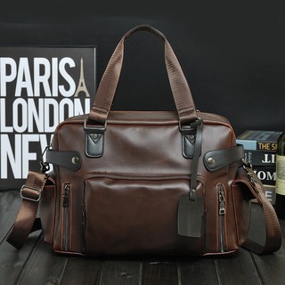 100% Crazy Horse Leather Business Bag Korean Style Travel Bag Men Crossbody Bags oDWe