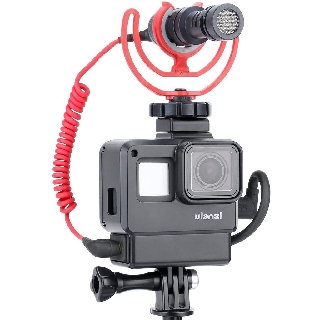 ULANZI V2 Housing Case Vlogging Frame with Microphone Cold Shoe Mount Compatible for GoPro Hero 5/6/