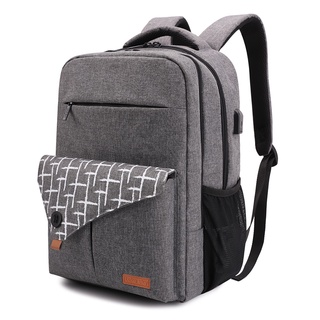 Lekesky laptop backpack ladies travel backpack, large computer backpack with USB charging port gray