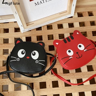 (NgFlute) Cute Cat children girls small bag PU Leather messenger bag kitten Kid Purse Coin my