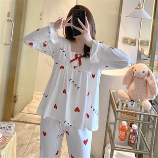 Spring and Autumn Pajamas Women's Milk Silk Long Sleeve plus Size Autumn and Winter Homewear Suit Cotton2021New Style Can Be Worn outside