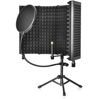 Recording Microphone Isolation Shield with Pop Filter, High Density Absorbent Foam to Filter Vocal