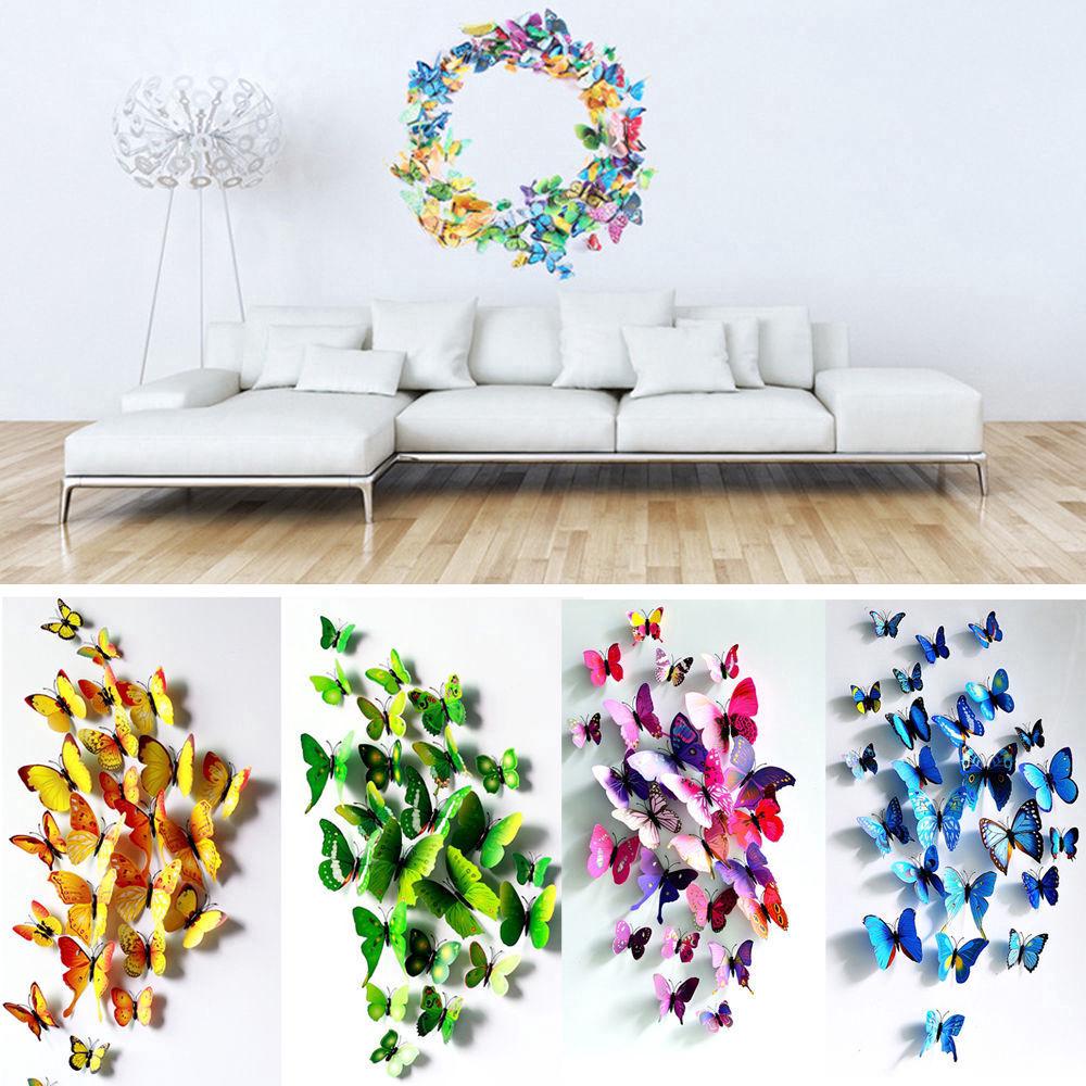 3D DIY 12PCS Butterfly Wall Sticker Home Wedding Room Decor