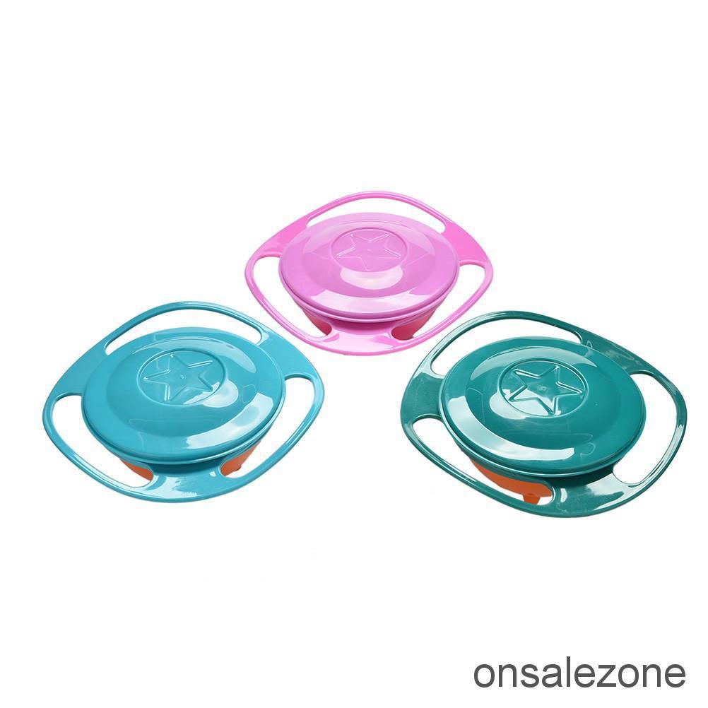 OZPH Baby Universal 360 Degree Rotate Spill-Proof Gyro Bowl Dishes + Lid