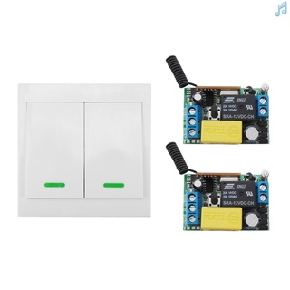 2PCS Wireless Remote Control Switch AC 220V Receiver 433MHz Push Button 2 Gang Wall Light Switch Panel Remote Transmitter with Stickers Free Position Flexible For Home Living Room Bedroom Lamp LED Bulb