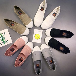 Women Canvas Lazy Slip On Casual Flats Loafers Peas Shoes