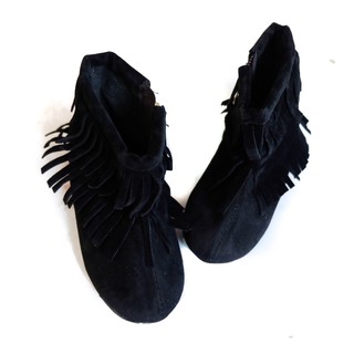 Fringe Boots Gamusa Black Kids Shoes