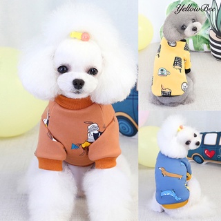 ☄YellowBee Pet Cartoon Print Sweatshirt Teddy Thickened Two-legged Dog Warm Clothes Apparel