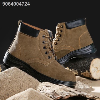 №Labor insurance shoes men s breathable pure cowhide steel toe cap anti-smashing electric welder ant