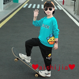 readystock ❤ aishijia ❤【110--160】 Children's Autumn Suit for Boys2020New Korean Style Children's Western Style Spring Sweater Sports Pants Two-Piece Korean Casual Stylish and Handsome Sweater with Long Sleeves Suits (5)