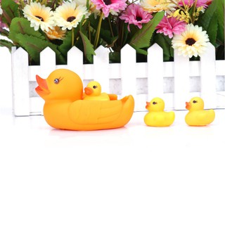 Squeaky Rubber Floating Four Mouth Mother Duck Baby Bath
